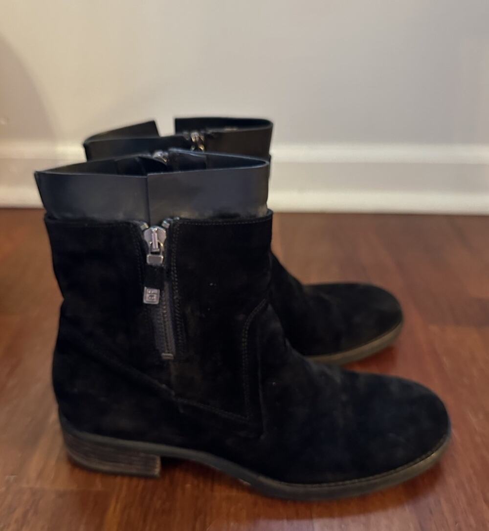 Alberto Fermani Black Suede Ankle Boots Side Zip Women 37EU/6.5US Made In Italy